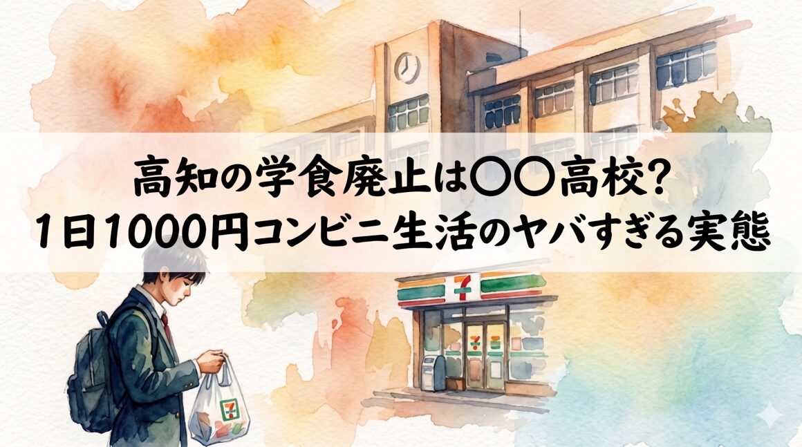 高知の学食廃止は〇〇高校？1日1000円コンビニ生活のヤバすぎる実態