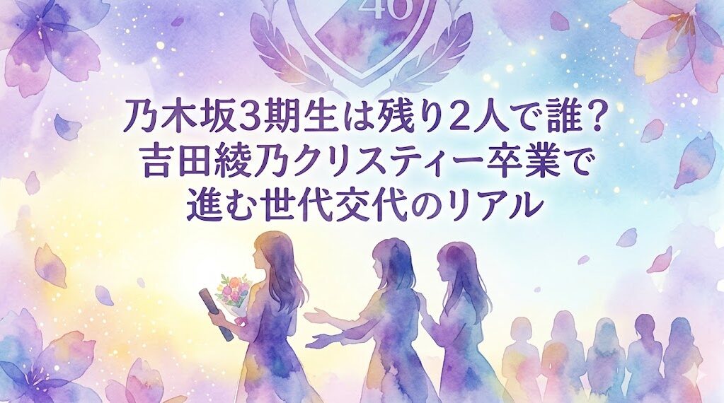 乃木坂3期生は残り2人で誰？吉田綾乃クリスティー卒業で進む世代交代のリアル