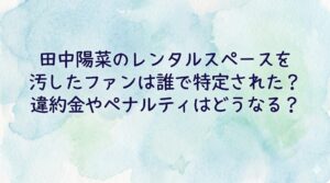 田中陽菜のレンタルスペースを汚したファンは誰で特定された？違約金やペナルティはどうなる？