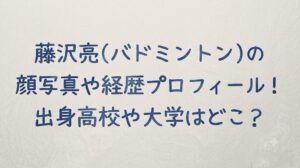 藤沢亮(バドミントン)の顔写真や経歴プロフィール！出身高校や大学はどこ？