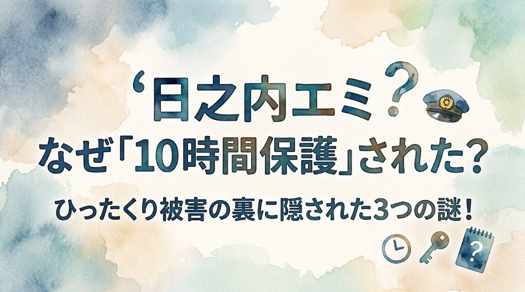 日之内エミはなぜ「10時間保護」された？ひったくり被害の裏に隠された3つの謎！