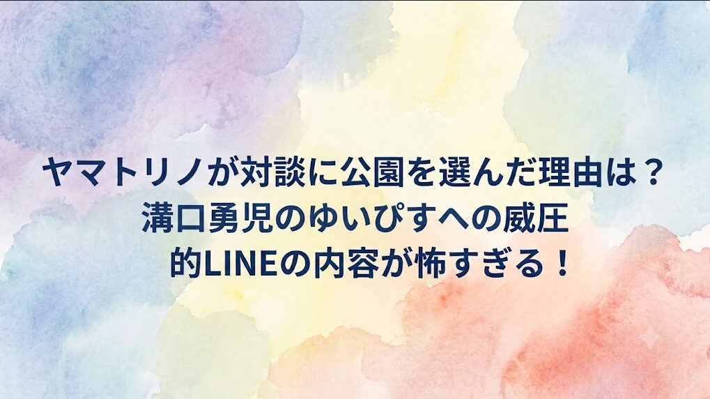 ヤマトリノが対談に公園を選んだ理由は?溝口勇児のゆいぴすへの威圧的LINEの内容が怖すぎる!