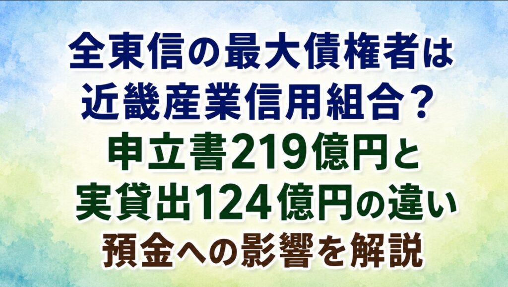 全東信の最大債権者は近畿産業信用組合？申立書219億円と実貸出124億円の違い・預金への影響を解説