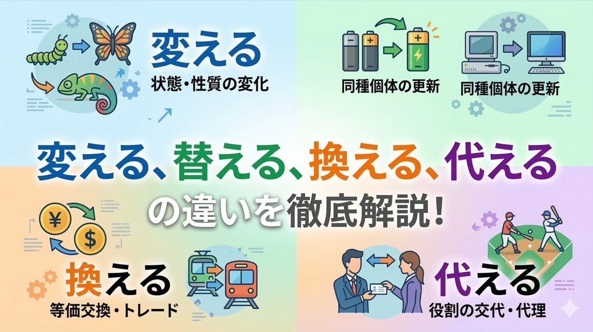 変える、替える、換える、代えるの違いを徹底解説！