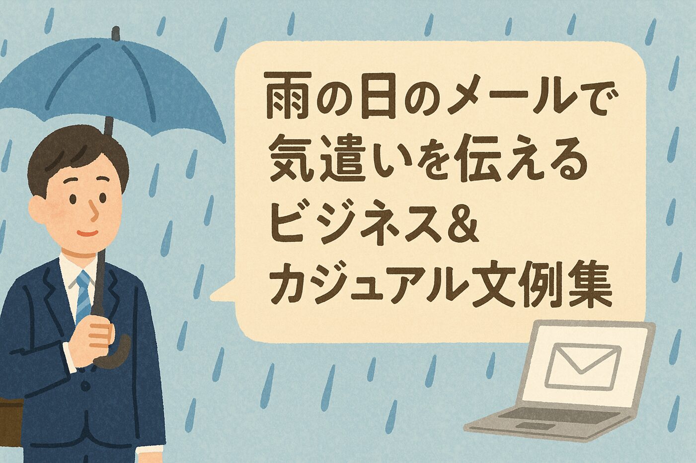 雨の日のメールで気遣いを伝えるビジネス&カジュアル文例集