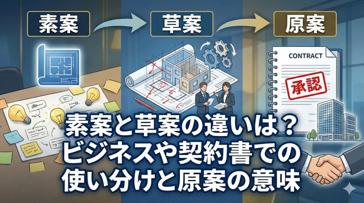素案と草案の違いは？ビジネスや契約書での使い分けと原案の意味
