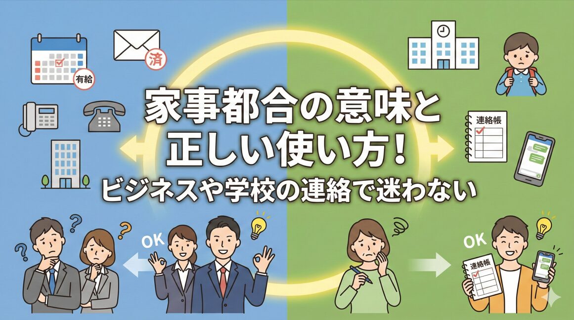 家事都合の意味と正しい使い方!ビジネスや学校の連絡で迷わない