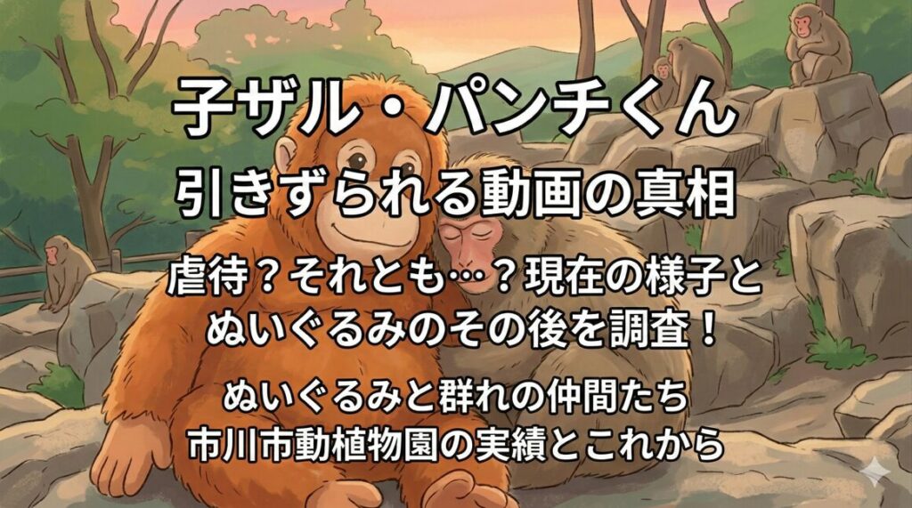 子ザル・パンチくんが引きずられる動画は虐待?現在の様子やぬいぐるみのその後を調査!