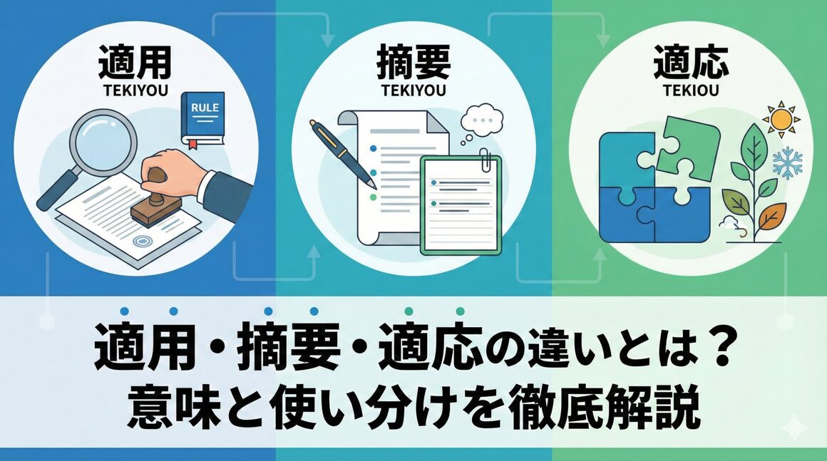 適用・摘要・適応の違いとは？意味と使い分けを徹底解説